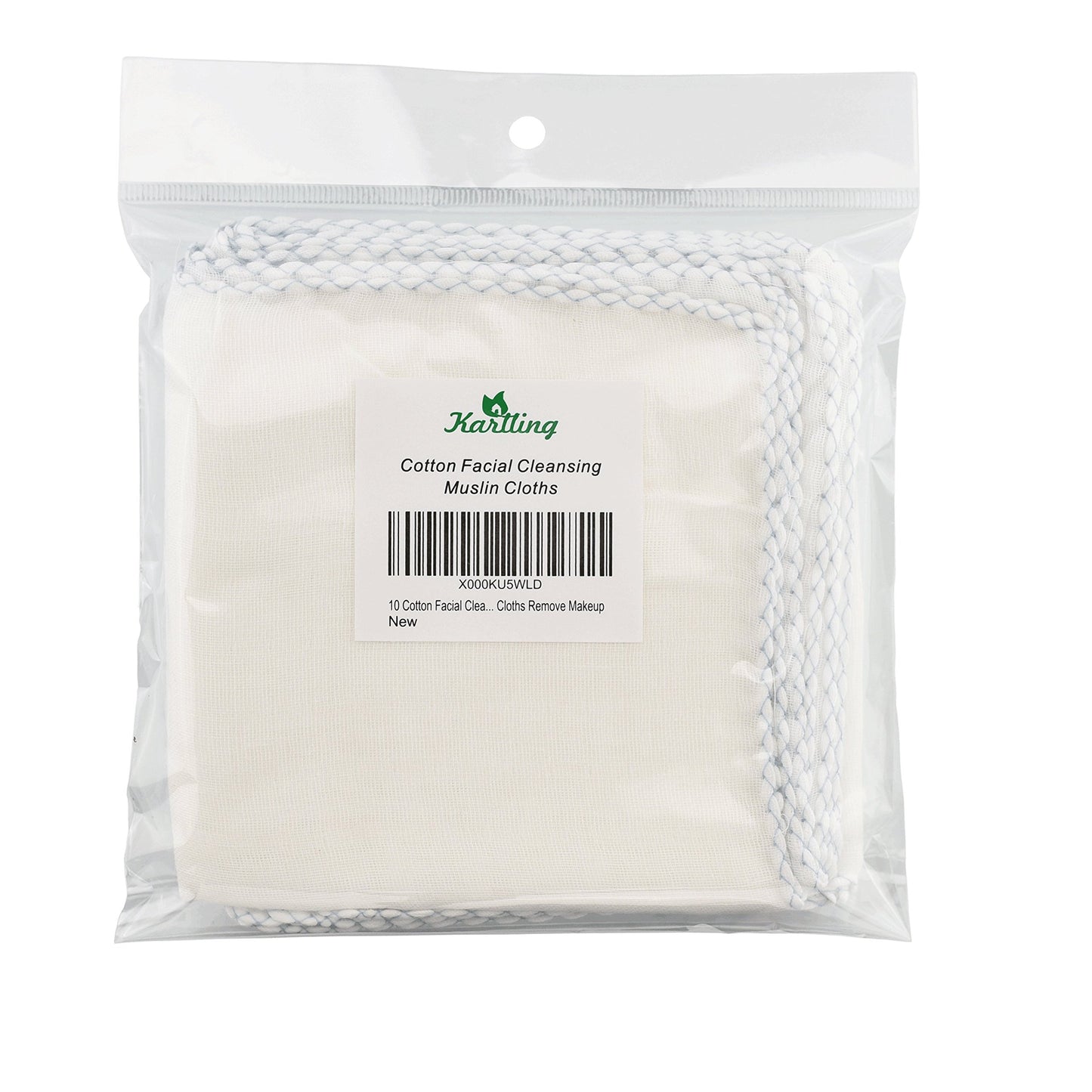 Karlling Muslin Face Cloths, 10 Pack – 100% Cotton Reusable Facial Cleansing Cloths, Gentle Exfoliating Makeup Remover Wipes for All Skin Types, Soft & Washable, 11.8 Inch