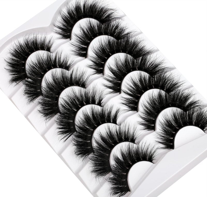 Pooplunch Cat Eye Look Dramatic False Eyelashes Extension Volume Thick 20MM Long Wispy 8D Soft Faux Mink Lash Fake Eyelashes Strips 7 Pairs Pack