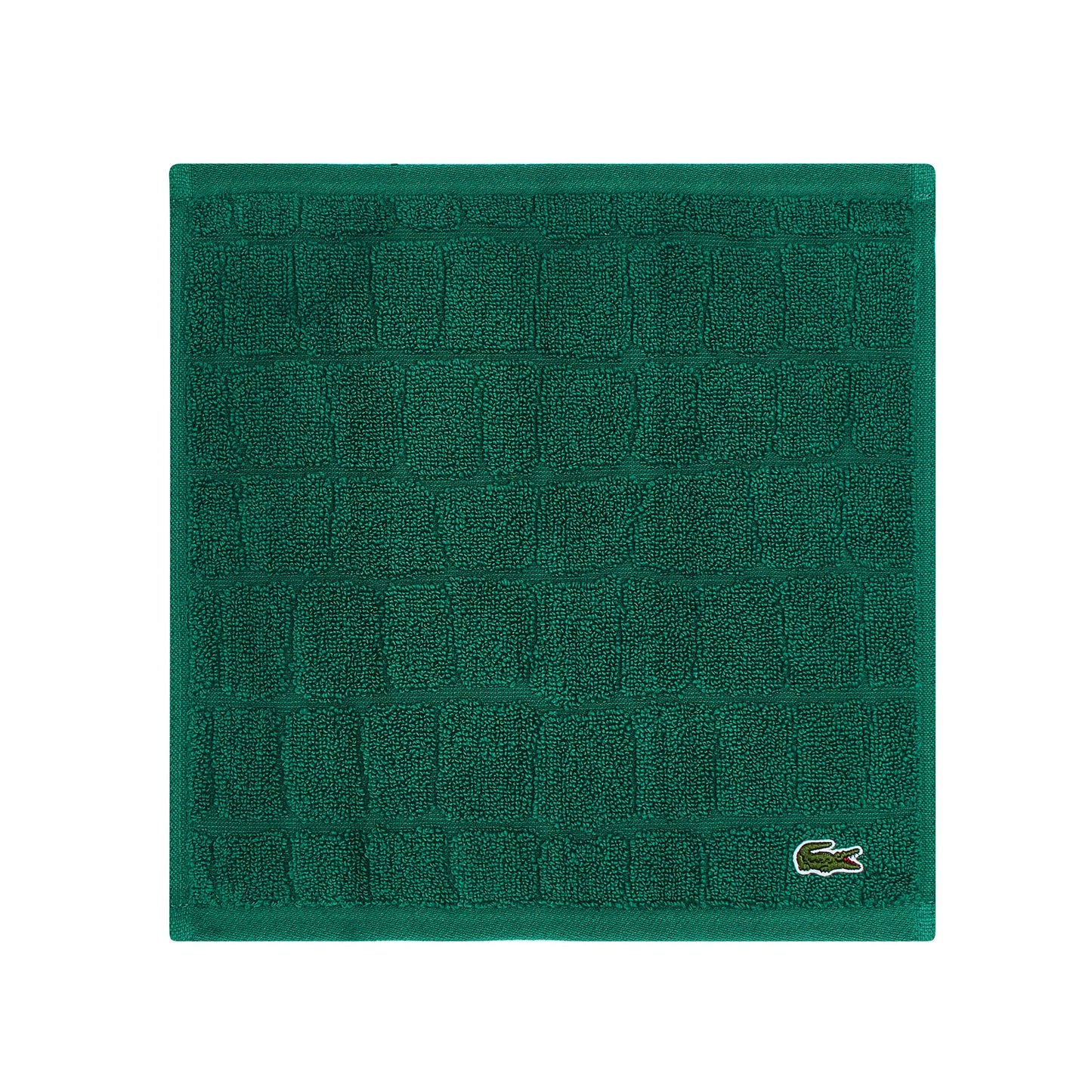Lacoste Croc Scale 100% Cotton Bath Towel – Highly Absorbent, Ultra Soft & Quick Drying Luxury Jacquard Towel with Embroidered Crocodile, Premium Bathroom Essential, Croc Green, 13" x 13"