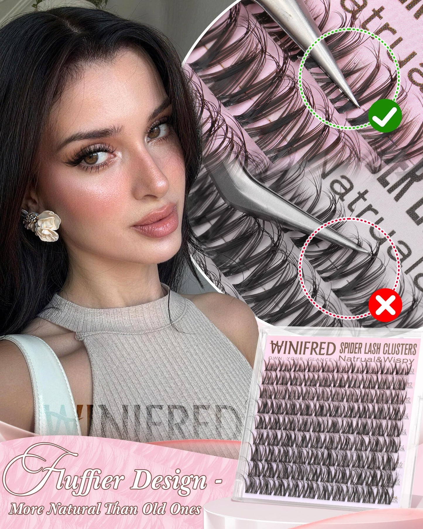 Spider Lash Clusters Wispy Eyelash Clusters Natural Fluffy Cluster Eyelash Extensions Breeze D Curly 10-16mm Lash Extensions Invisible Band Eyelashes Kim&K Individual Lashes by Winifred