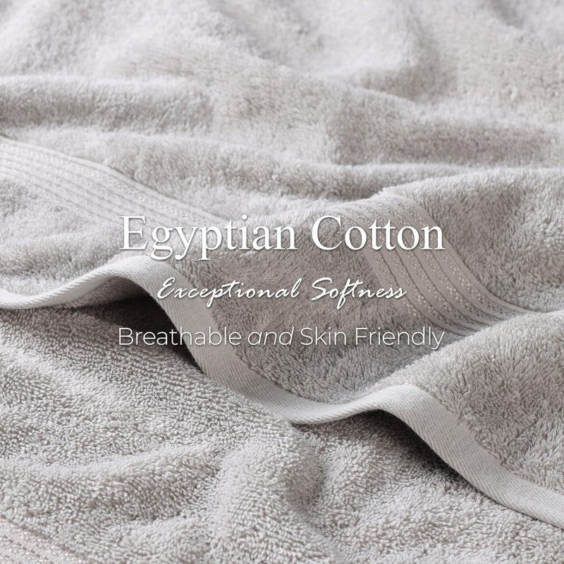 Superior Egyptian Cotton 10-Piece Face Towel Set , Small Towels For Facial, Spa, Quick Dry, Absorbent Towels, Bathroom Accessories, Guest Bath, Home Essentials, Washcloth, Airbnb, Silver