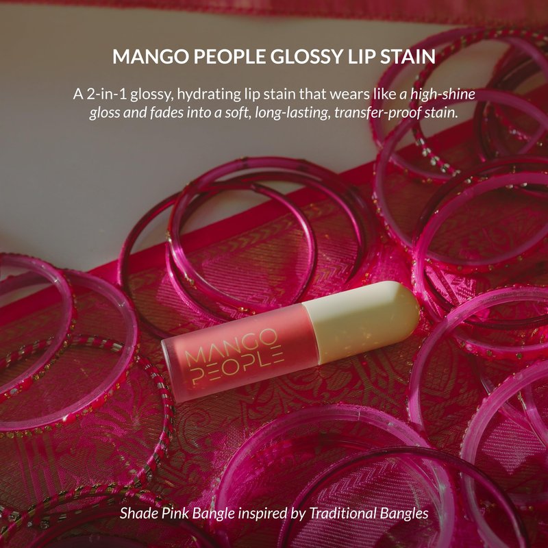 Mango People Hydrating Glossy Fruit Lip Stain, 2-in-1 Gloss to Long Lasting Stain, Tint & Oil Stain, Lightweight Lip Makeup with High-Shine Finish for Soft, Smooth and Nourished Lips, Pink Bangle