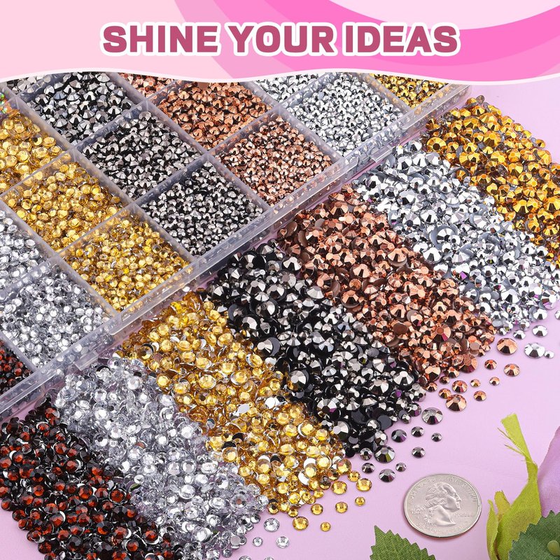 20000Pcs Metallic Rhinestones for Bedazzling Kit with 3Pcs B7000 Jewelry Glue, Resin Rhinestones for Crafting Crafts，Bedazzler Kit Flatback Gems for Clothing Shoes Tumblers Nail Art