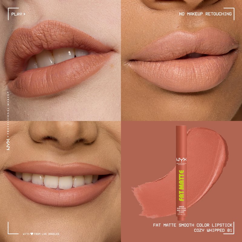 NYX PROFESSIONAL MAKEUP Fat Matte Lipstick, Pigmented, Smoothing, & Non-Drying Lip Crayon, Long Lasting Lip Makeup, Vegan & Cruelty Free - Cozy Whipped (Nude)