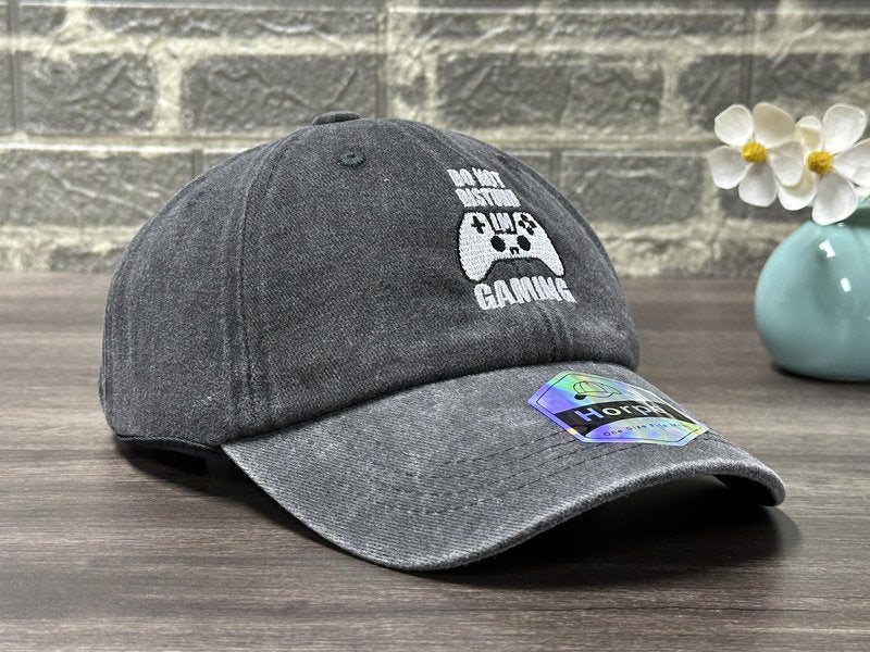 Horpe Video Gamer Gifts for Boys, Gaming Baseball Hat for Child, Games Lover Cap for Kid, Adjustable Embroidered Washed Black Hat