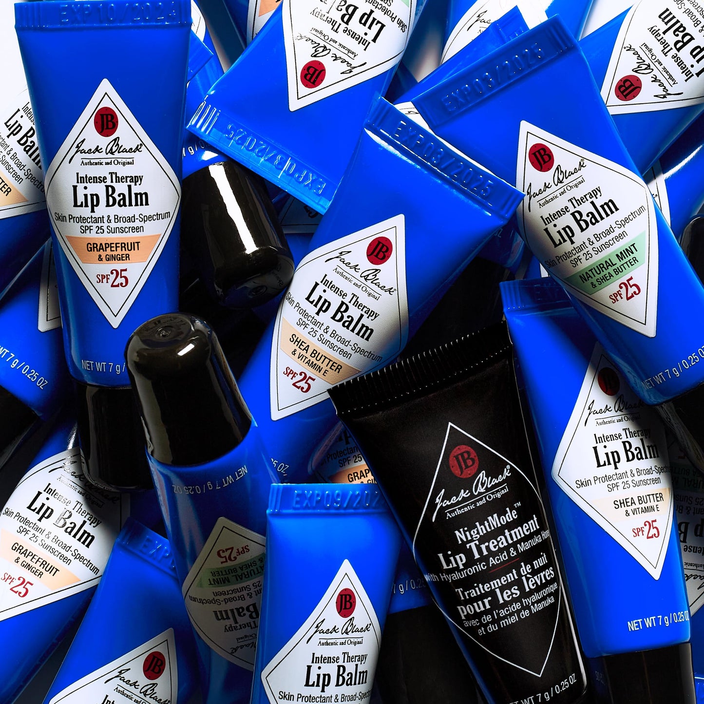 Jack Black Lip Balm Service Set - Intense Therapy Natural Mint & Shea Butter + Shea Butter with Vitamin E, SPF 25 Sun Protection, Lip Moisturizer, Hydrating Balm with SPF Sunscreen