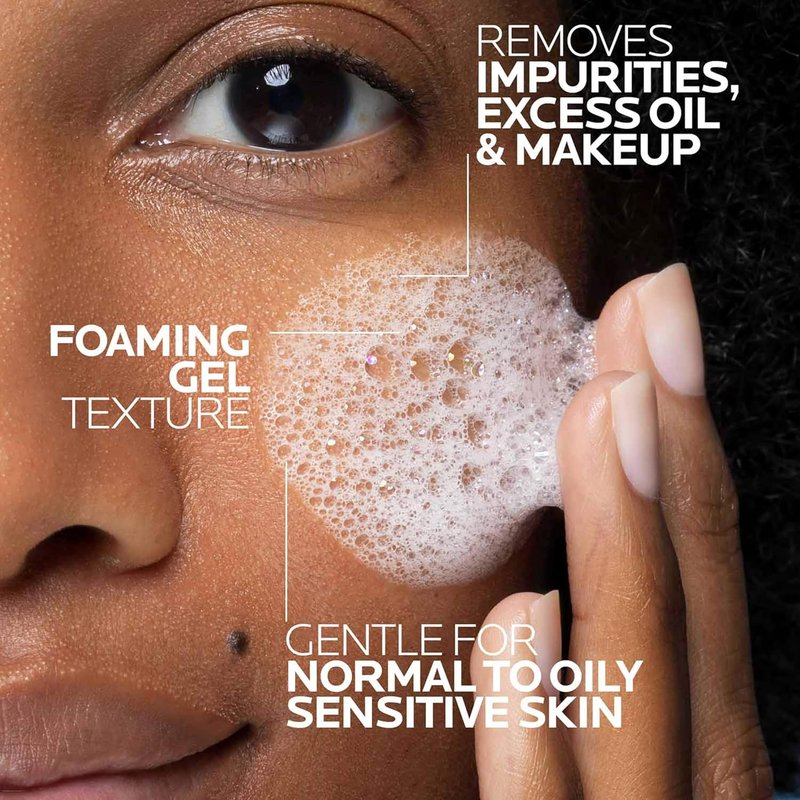 La Roche-Posay Toleriane Foaming Facial Cleanser - Oil-Free Face Wash with Niacinamide & Ceramides for Sensitive Skin