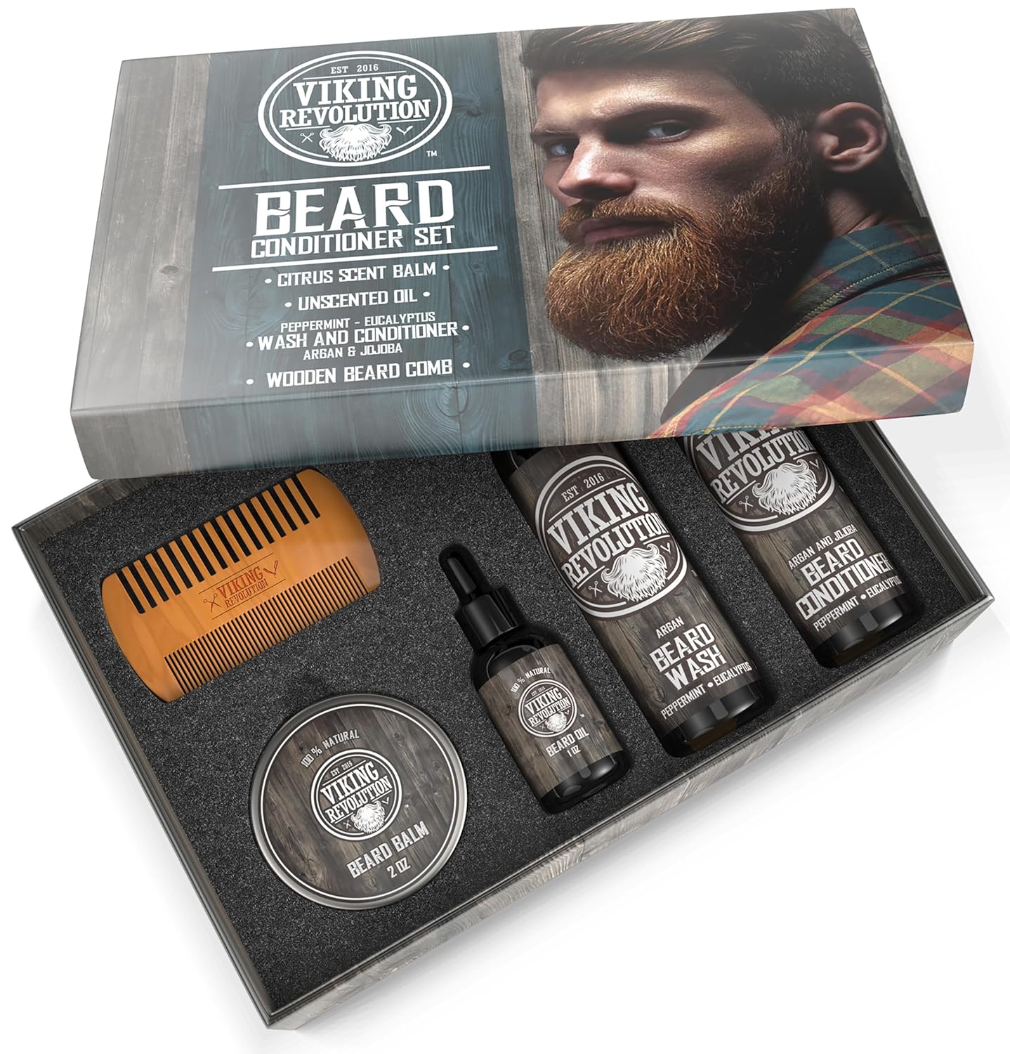 Viking Revolution Beard Conditioner Set | Ultimate Grooming Kit for Men - Softens, Smoothes & Soothes Itch