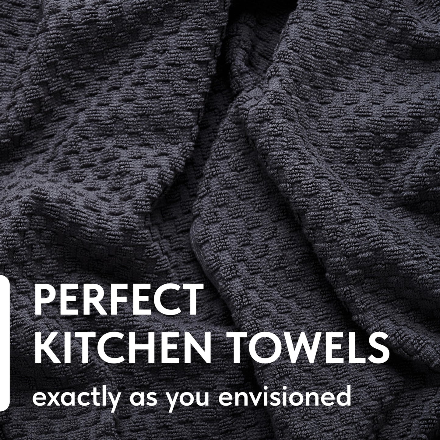 Wealuxe Super Absorbent Kitchen Towels 12 Pack - Premium 100% Cotton Kitchen Towels, 450GSM Thick Machine Washable Gray Dish Towels for Kitchen Drying, Cleaning, Dobby Weave, Unmatched Quality