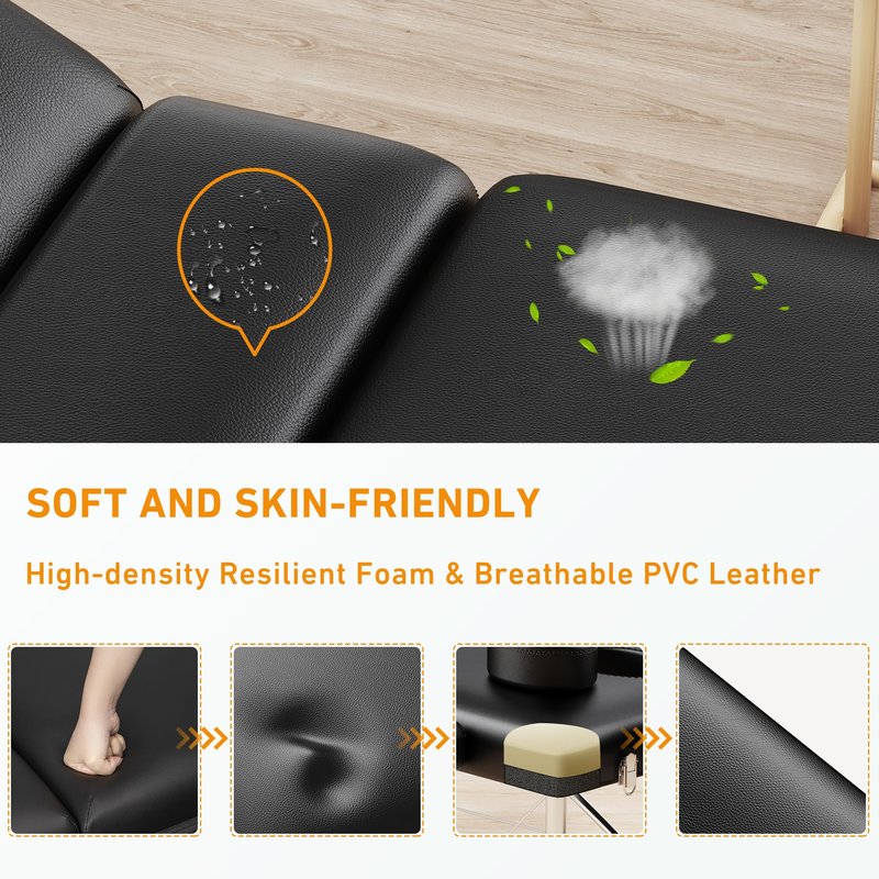 Brelley Massage Table Portable 84" Long 24" Wide Professional 3 Sections Reclining Massage Couch, Aluminum Adjustable Esthetician Bed Tattoo Table SPA Lash Salon Bed with Carrying Bag