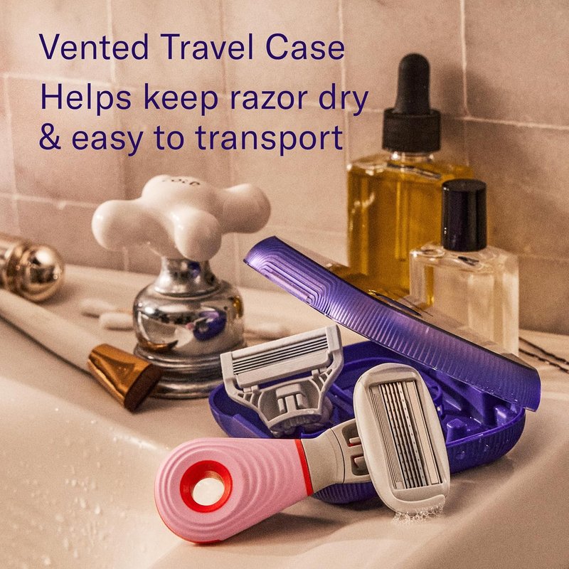 Flamingo Travel Razor Kit for Women - Mini Razor with 2 Blade Refills & Foaming Shave Gels | TSA Approved