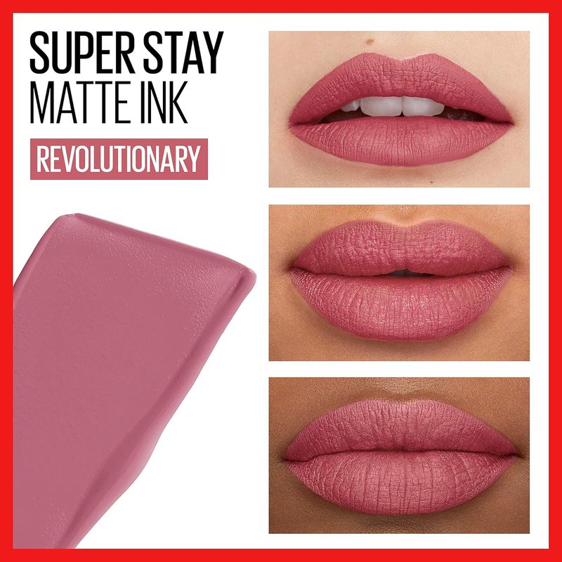 MAYBELLINE Super Stay Matte Ink Liquid Lipstick Bundle - Long-Lasting Color, 16H Wear | Shades Lover & Revolutionary