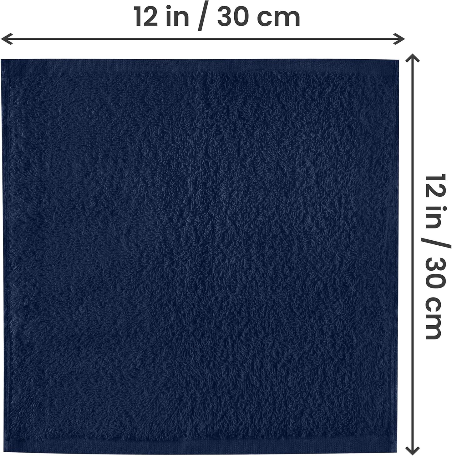 Utopia Towels 12-Pack Cotton Washcloths Set - Premium Flannel, Highly Absorbent, Navy