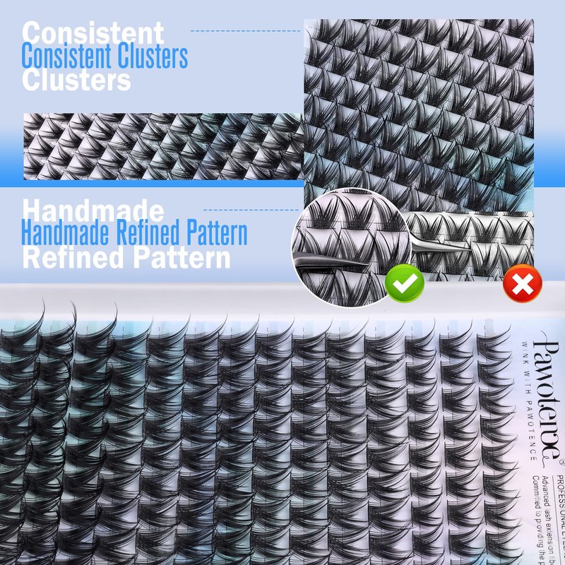 Pawotence Lash Clusters Wispy Eyelash Clusters 10-16mm Manga Individual Lashes Cluster Eyelash Extensions 168pcs Lash Extension DIY False Eyelashes Cluster Lashes with Soft Thin Band