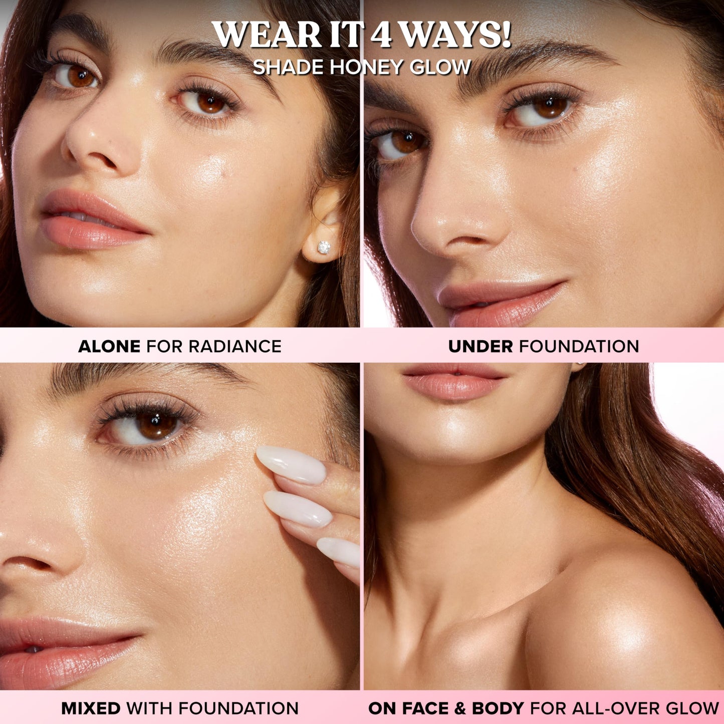 Too Faced Born This Way Super Glow Multi-Use Highlighting Skin Enhancer | Hydrating, Natural, All-Over Glow + Luminous Finish for Lit-From-Within Skin | Non-Greasy + Blendable, Polished Petal, 1 Fl Oz