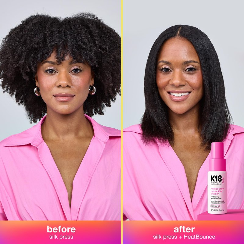 K18 HeatBounce Conditioning Heat Protectant Spray, Lightweight Leave-In Conditioner + 450℉ (232°C) Inside-Out Heat Protection, Soften, Smooth + Detangle All Hair Types, 1.6 Fl Oz Liq