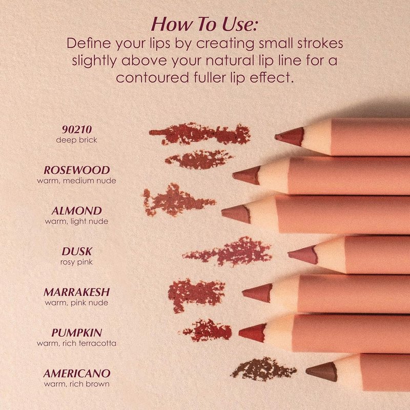 PERSONA Americano Lip Liner Pencil - Creamy Long-Wear Matte with Jojoba Oil | Defines & Contours Lips | Vegan & Cruelty-Free