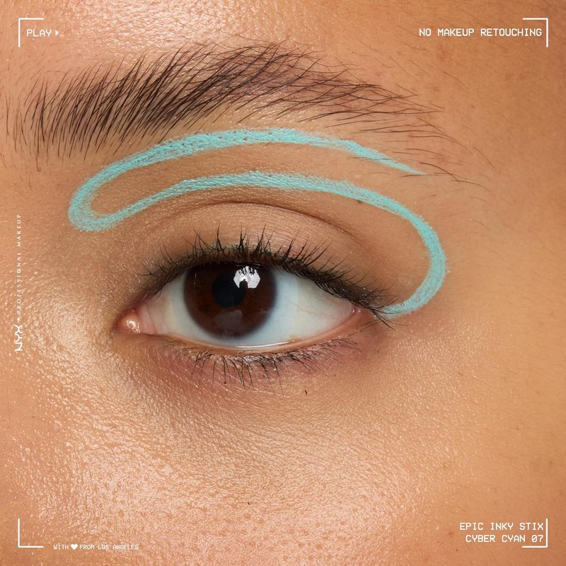 NYX Epic Inky Stix Eyeliner - Waterproof Cream Gel Formula | 24HR Wear, 07 Cyber Cyan (Matte Electric Blue)