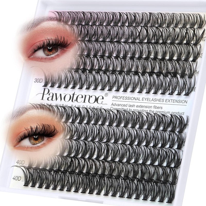 Pawotence Lash Clusters - 200pcs Individual Eyelash Extensions | 30D & 40D, 11-16mm for Self Application