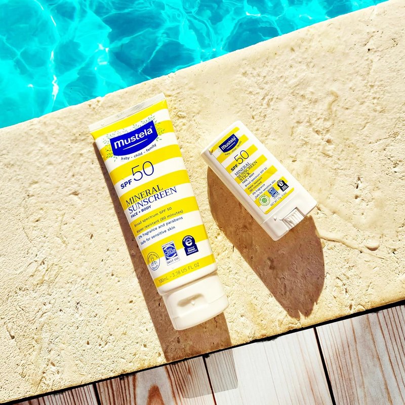 Mustela Baby Mineral Sunscreen Stick SPF 50 - Organic, Water-Resistant Formula for Face & Body | 0.6 oz.