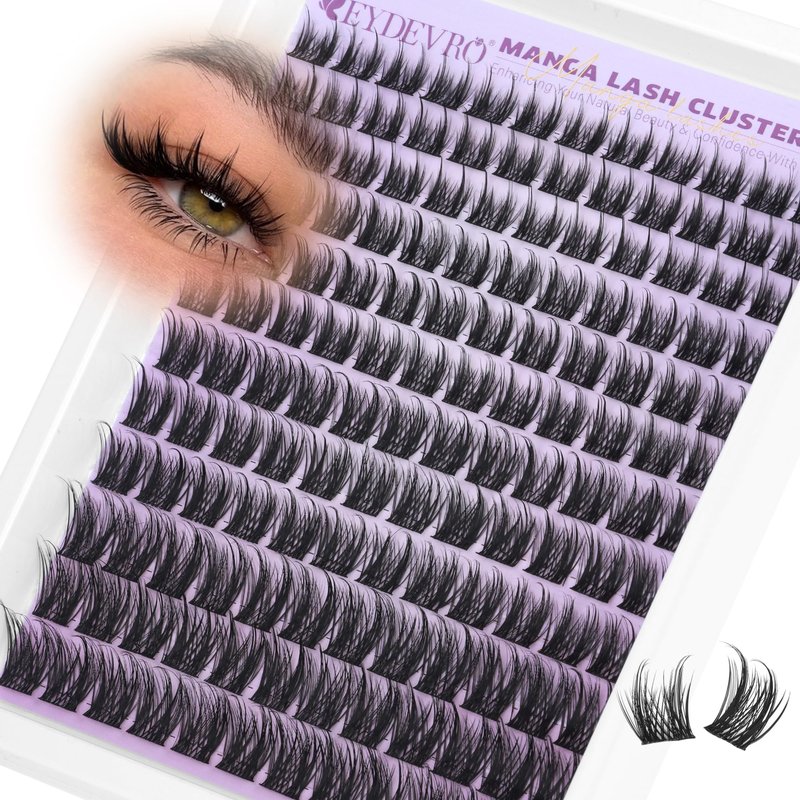 EYDEVRO Wispy Lash Clusters Natural Manga Eyelash Clusters 10-16mm Fairy Cluster Eyelash Extensions CD Curl Cluster Lashes Soft Thin Band Individual Lashes DIY Lash Extensions at Home