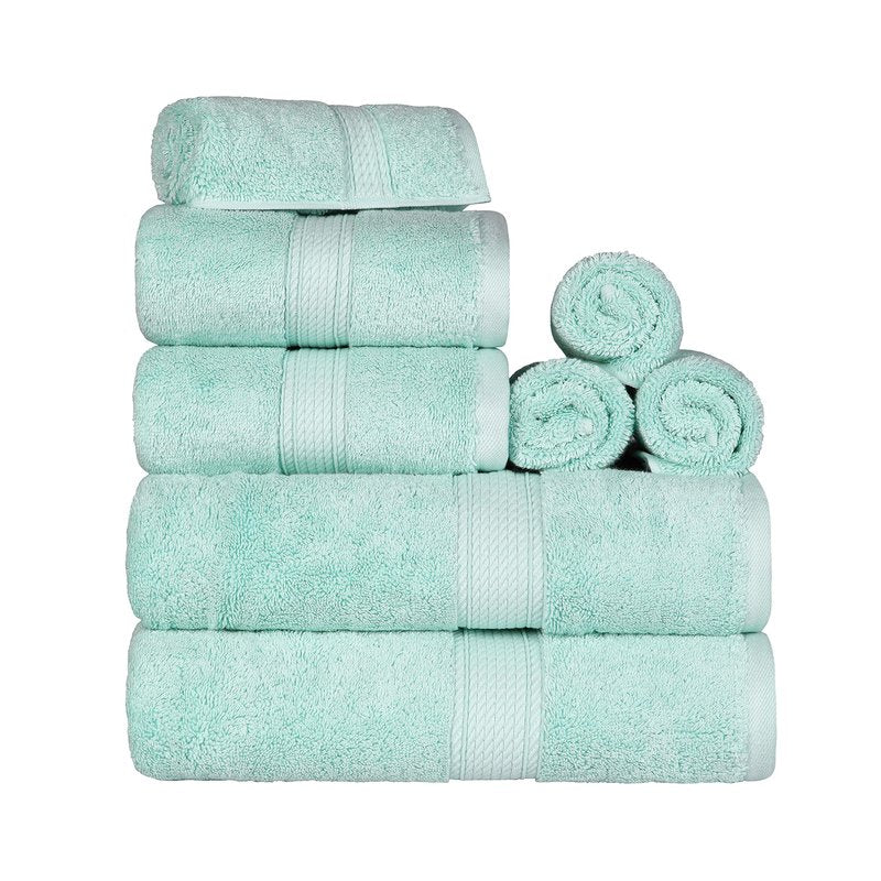 SUPERIOR Egyptian Cotton Ultra Plush & Absorbent, 8 Piece Set, Sea Foam