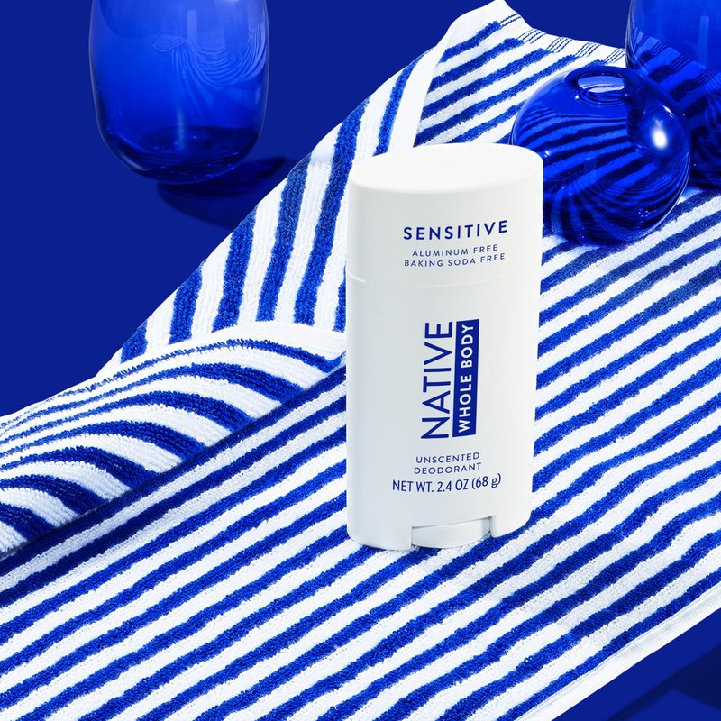 Native Whole Body Deodorant, Unscented, 72 Hour Odor Protection for Pits, Privates & More, Aluminum Free Deodorant for Men & Women with Coconut Oil & Shea Butter, 2.3oz