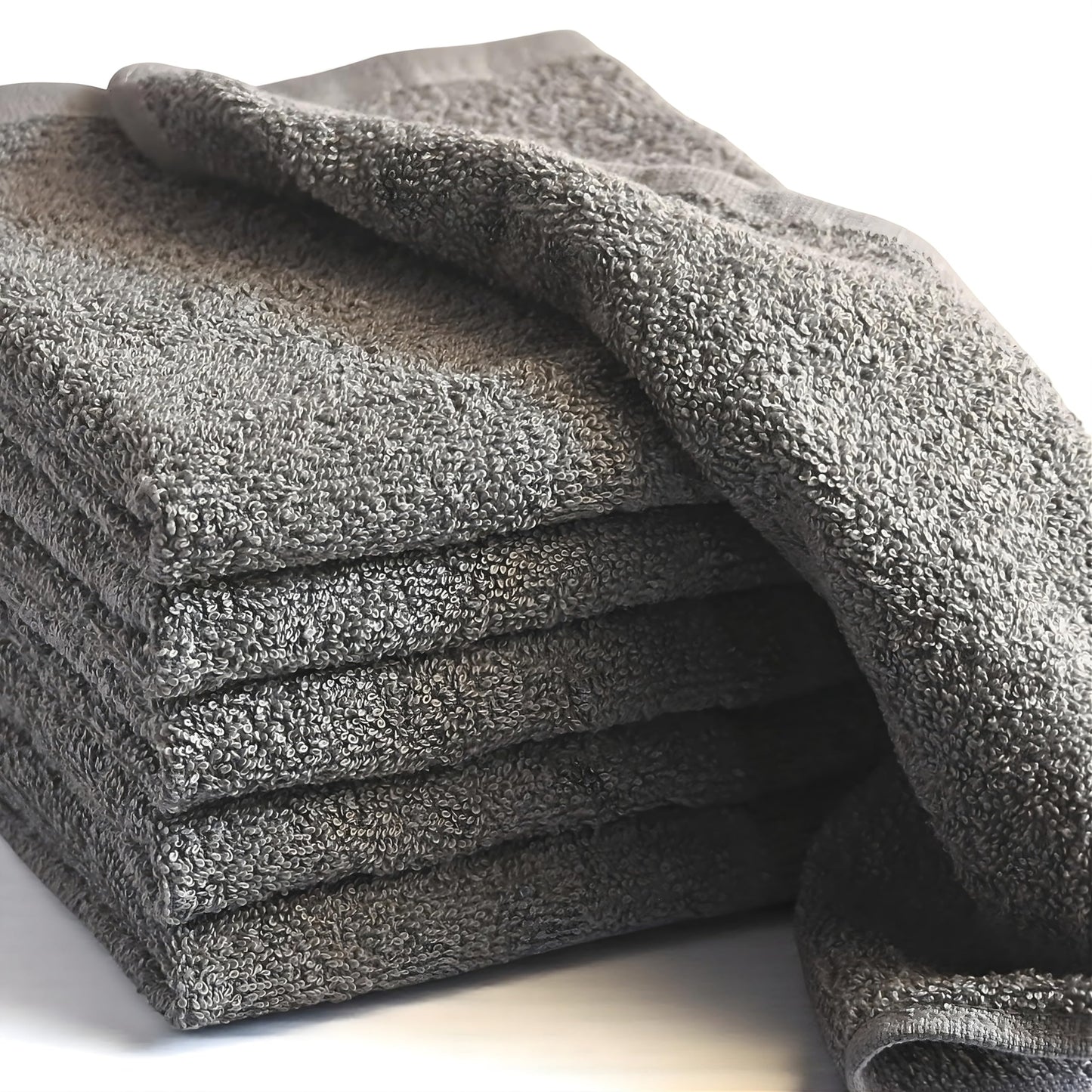 LIVINATI Gray 100% Cotton Wash Cloths for Showering Body and Face - 12"X12" 6 Pack Washcloths - Small Terry Towel Bath Rags for Adults and Kids Bathroom - Soft Absorbent