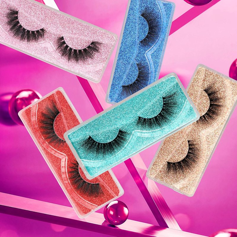Skiennix 3D Faux Mink False Eyelashes - Wispy 18mm, Soft & Reusable | 10 Pairs in Glitter Boxes