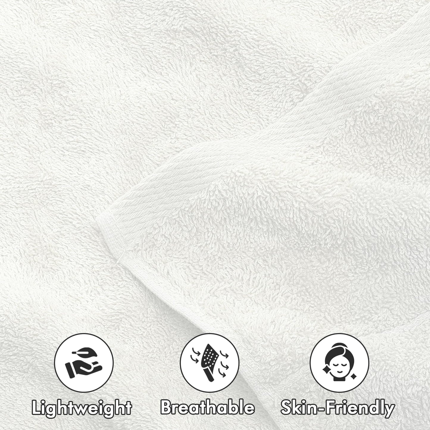 Novo Home 100% Ring Spun Cotton Hand Towels for Bathroom – 550 GSM Soft & Absorbent Towel Set– Pack of 6 Small Towel (34x20in) – Quick Dry Luxury Cotton Hand Towels – White