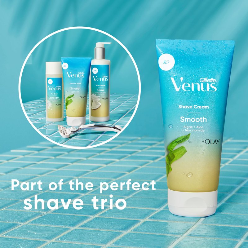 Gillette Venus Smooth plus Olay Shaving Cream for Women, 3 Count, 6 oz