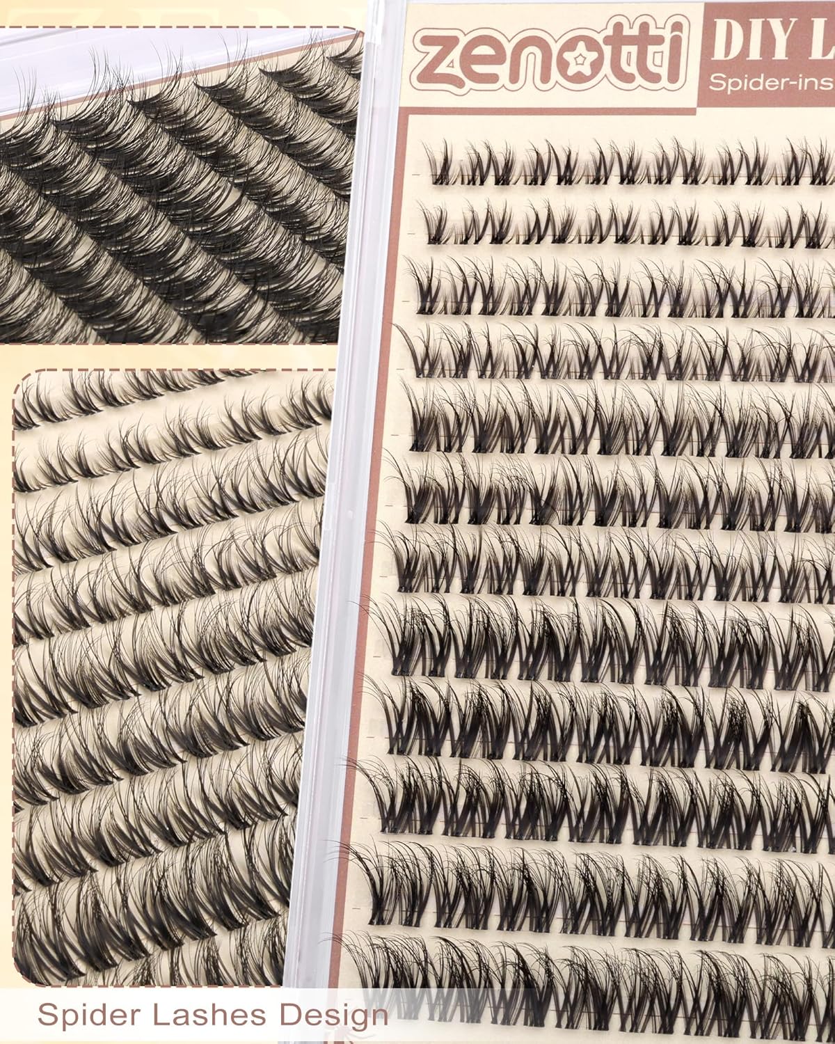 Zenotti Spider Lash Clusters - Wispy Eyelash Extensions for Natural Look | DIY 8-16mm Individual Lashes