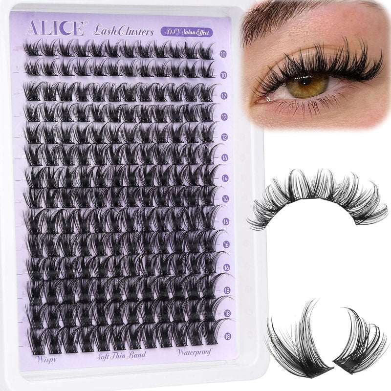 Eyelash Clusters - Wispy DIY Individual Lashes 10-18mm | 168pcs Natural Volume Extensions with Soft Thin Band