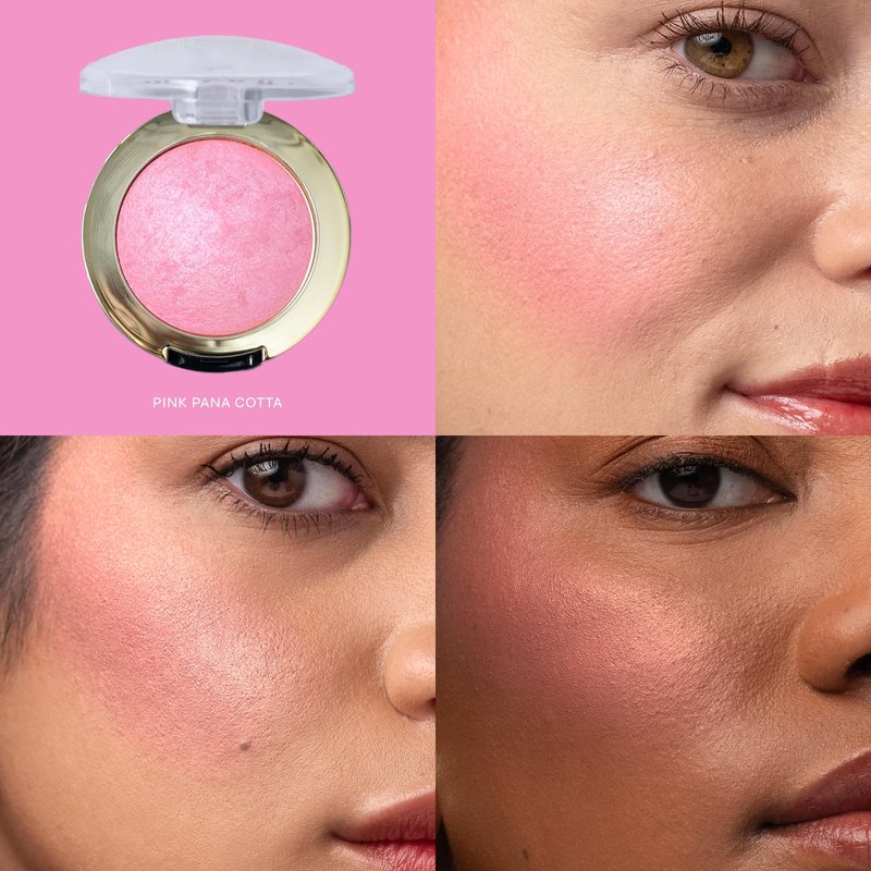 Milani Baked Blush, Updated Powder Blush for Cheeks, Cruelty Free Makeup - Shape, Contour & Highlight Face for a Shimmery or Matte Finish - Pink Panna Cotta