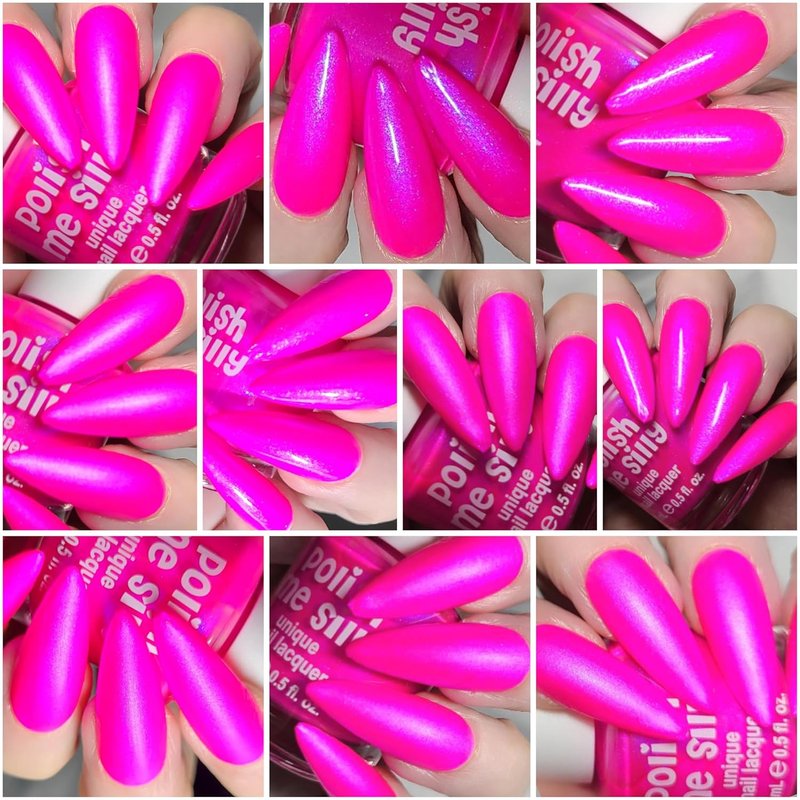 Barbee On The Glow Neon Pink & Blue Mylar Oil Slick Nail Polish | Multi-Color Shifting Effect
