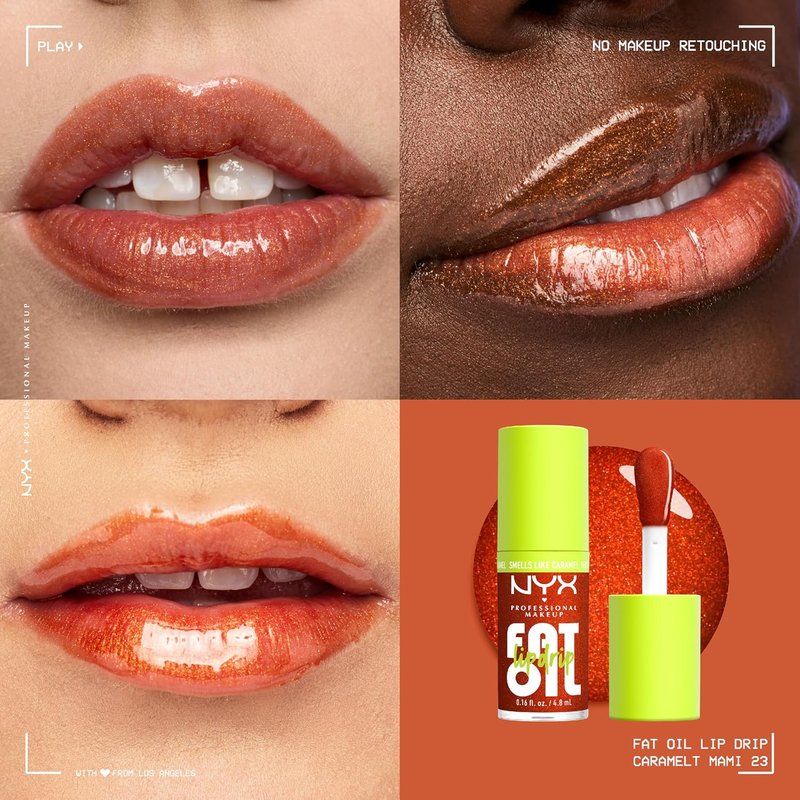 NYX PROFESSIONAL MAKEUP Fat Oil Lip Drip - Moisturizing Tinted Lip Oil Gloss, 12 HR Hydration | Caramelt Mami (Bronze)