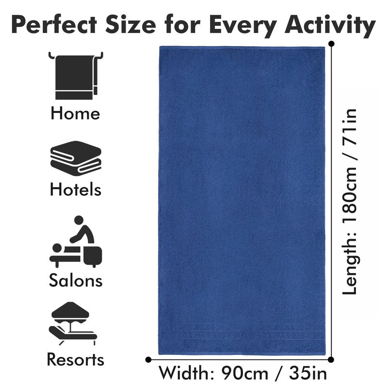 Novo Home Bath Sheets – Extra Large Bathroom Sheet Set – Pack of 2 Jumbo Towels Royal Blue (71x35in) – 100% Cotton Soft Quick Dry Large Bath Towels for Adults Hotel Spa Bathroom Use