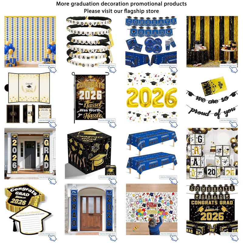 OHOME Graduation Decorations 2026-36 PCS Graduation Cupcake Toppers - 2026 Graduation Party Decorations - Mini Cake Decorations for Class of 2026,Diploma, 2026, Grad Cap Set (Black)
