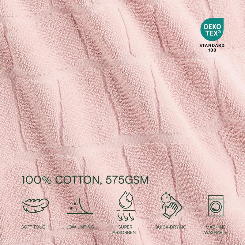 Lacoste Croc Scale 100% Cotton Bath Towel – Highly Absorbent, Ultra Soft & Quick Drying Luxury Jacquard Towel with Embroidered Crocodile, Premium Bathroom Essential, Light Pink, 13" x 13"