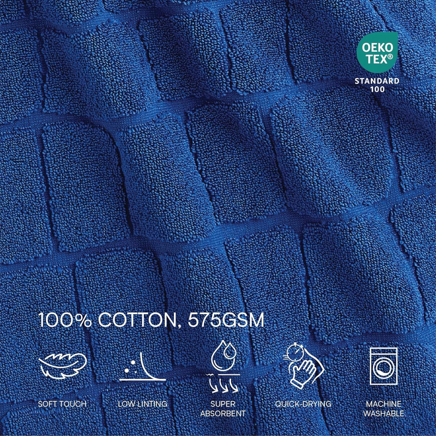 Lacoste Croc Scale 100% Cotton Towels – Highly Absorbent & Quick Drying, Premium Super Soft, Surf Blue, 2 Bath Towels (30"x56"), 2 Hand Towels (16"x30"), 2 Washcloths (13"x13") 6PC Bath Towel Set