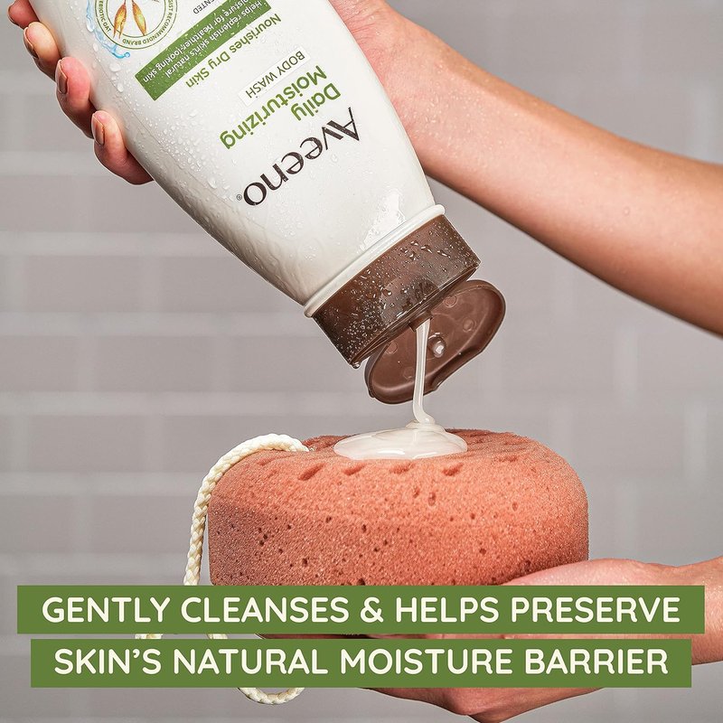 Aveeno Daily Moisturizing Body Wash - Gentle Cleanser & Shaving Gel for Softer Skin | 18 fl. oz, Pack of 2