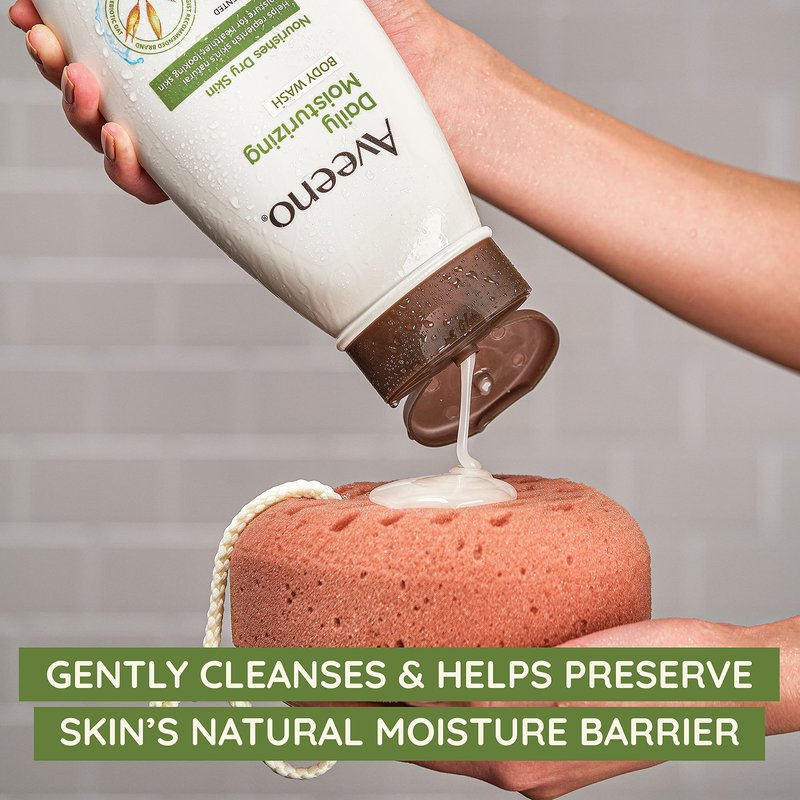 Aveeno Daily Moisturizing Body Wash Cleanser & Shaving Gel for Men & Women, Clean-Rinsing for Softer & Smoother Skin, Gentle & Lightly Scented, 18 fl. Oz, Pack of 2