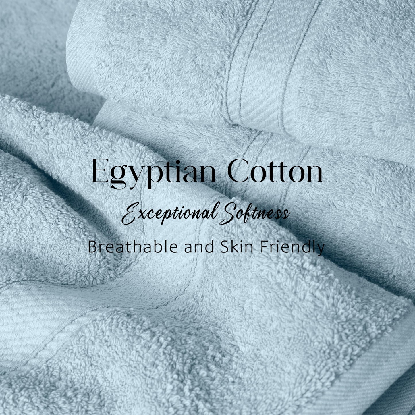 SUPERIOR Egyptian Cotton Ultra Plush & Absorbent, 6 Piece Set, Light Blue