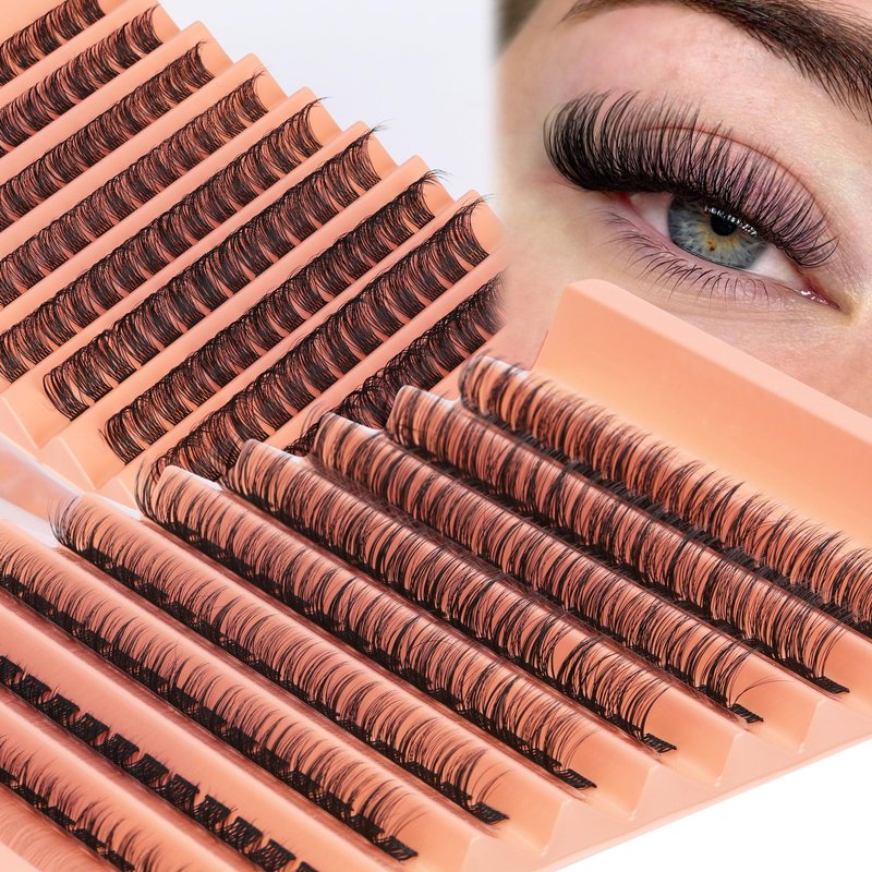 Lash Clusters DD Curly Lash Extension Wispy Eyelash Clusters Natural Individual Lashes with Thin Band Light Fluff DIY Cluster Eyelash Extension 10-16mm Fake Eyelashes by TOOCHUNAG