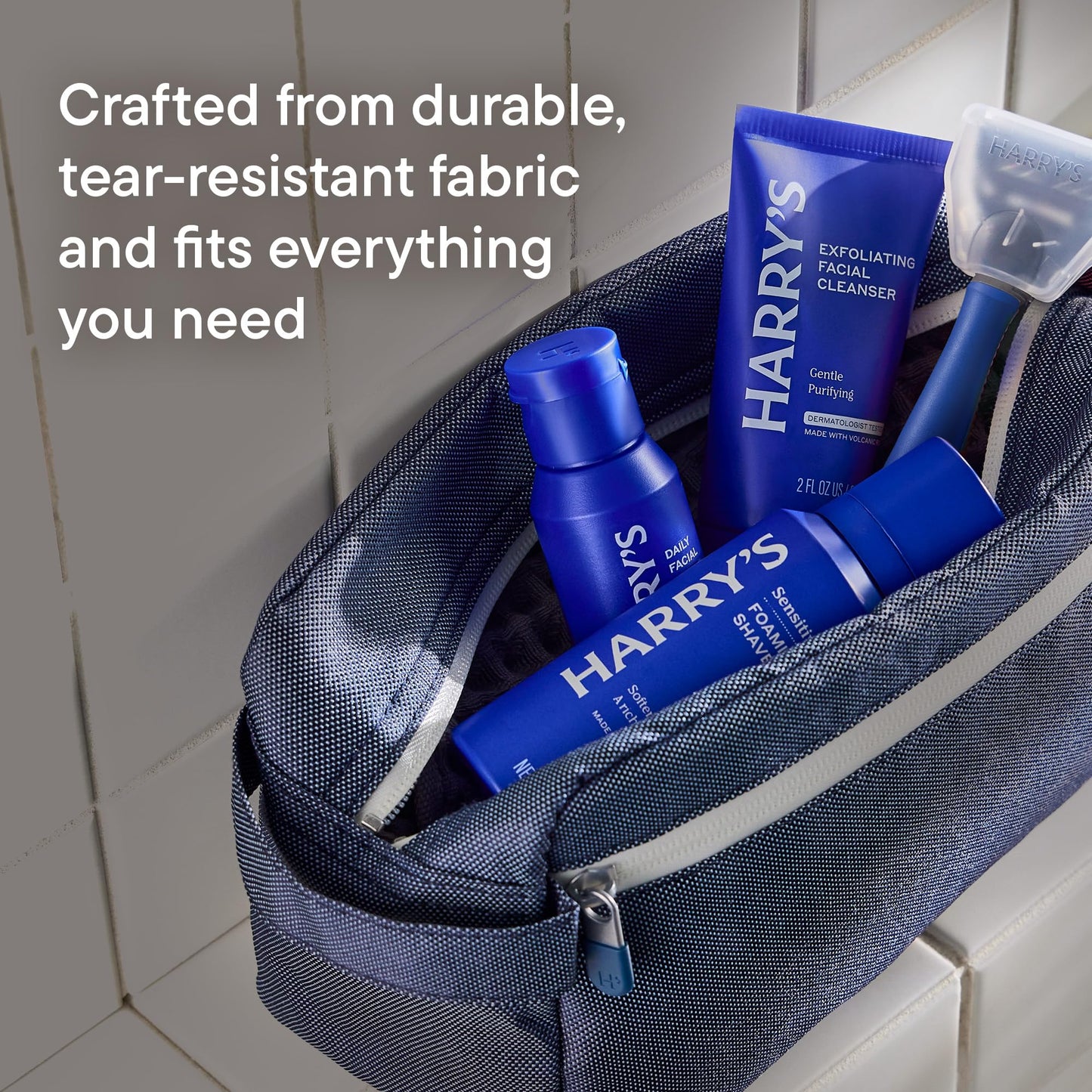 Harry's Travel Shaving Kit for Men - Toiletry Bag, Razor, Foaming Shave Gel, and Blade Cover -Travel Size Toiletries