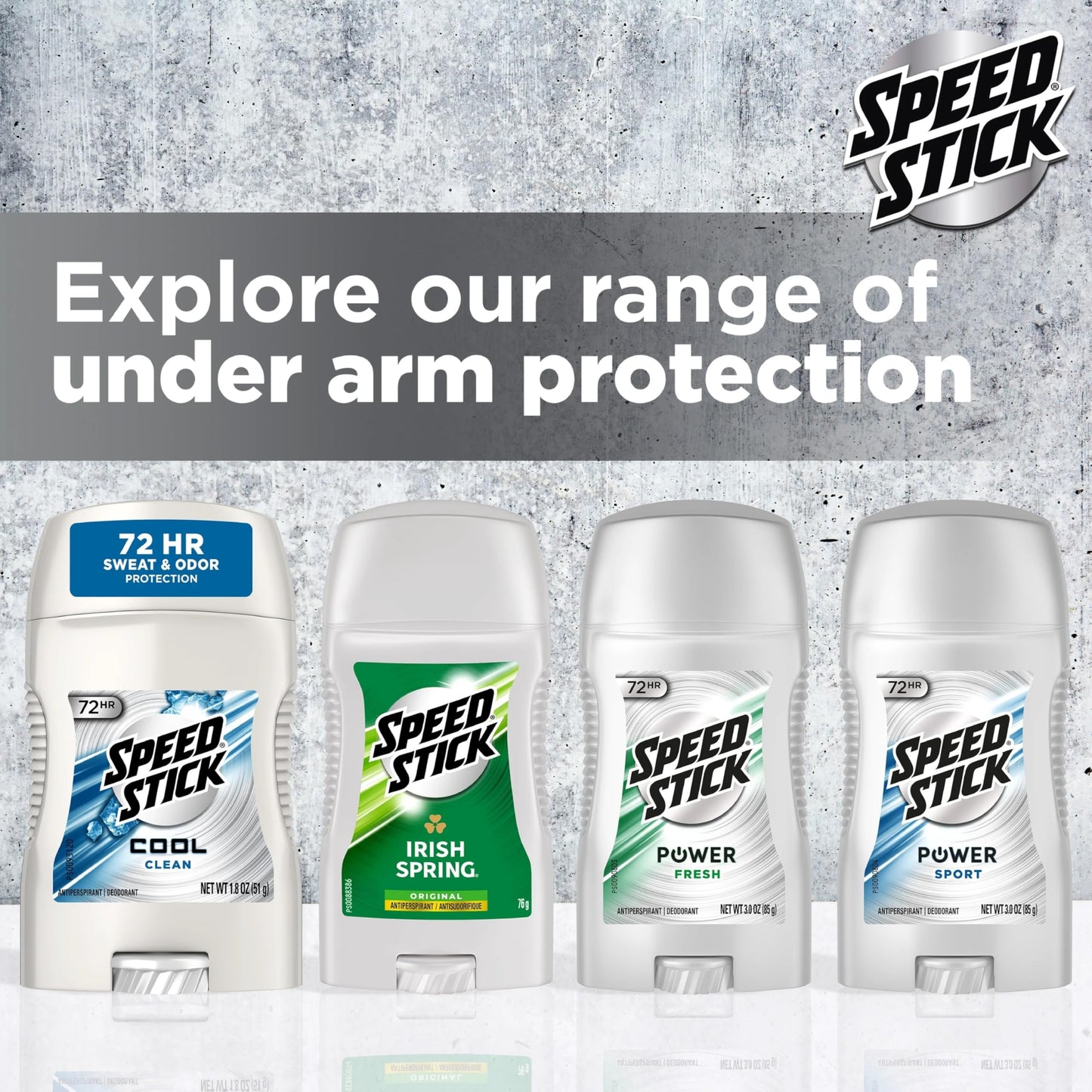 Speed Stick Antiperspirant Deodorant for Men, 72 HR Sweat & Odor Protection, Irish Spring Scent, 2.7 oz Stick (4 Pack)