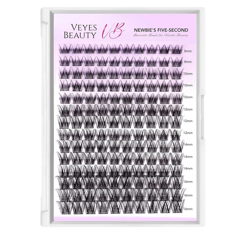 Lash Clusters Individual Eyelash Extensions - Thin Invisible Band | DIY Wispy False Eyelashes 8-16mm Mixed Length