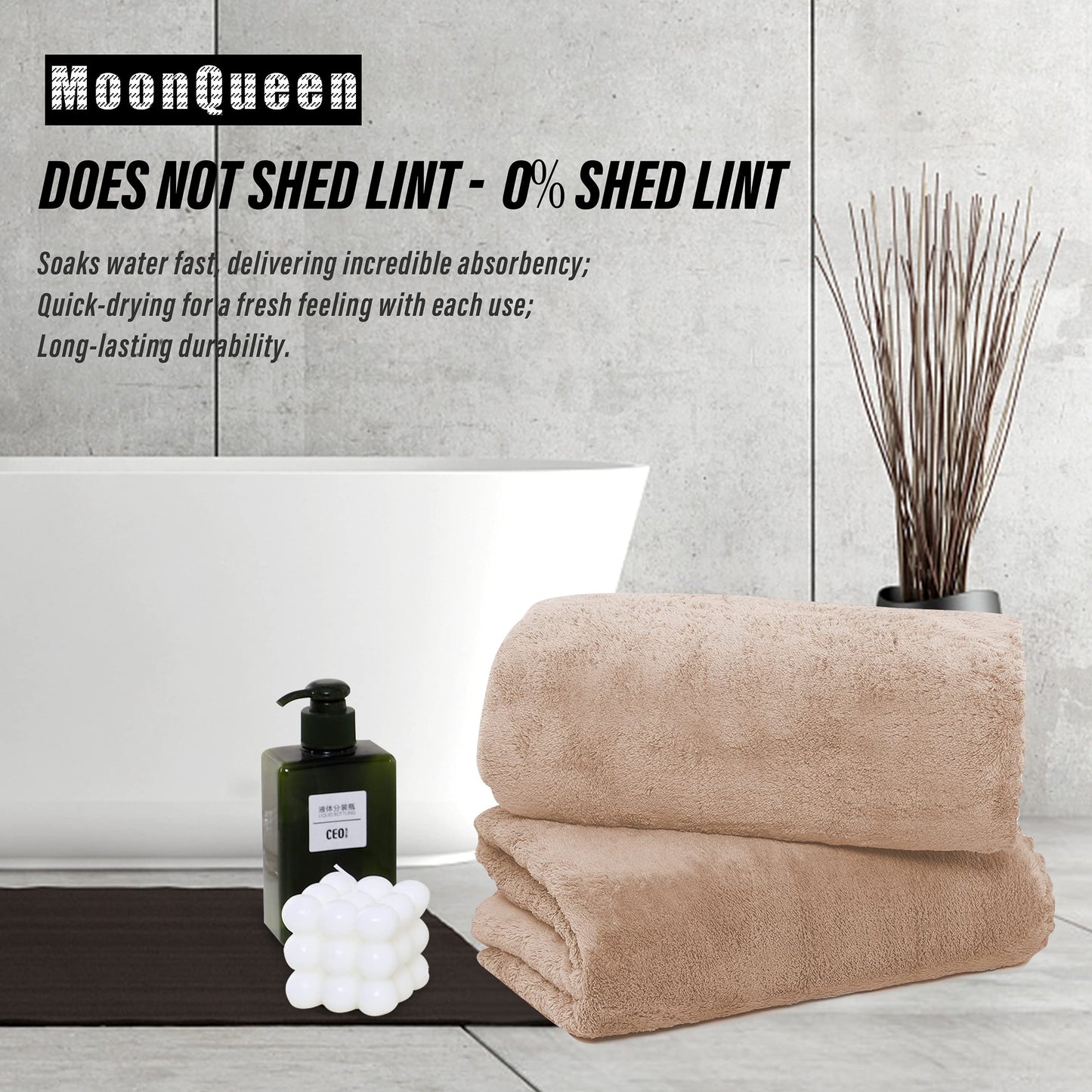 MOONQUEEN 2 Pack Premium Bath Towel Set - Quick Drying - Microfiber Coral Velvet Highly Absorbent Towels - Multipurpose Use as Bath Fitness, Bathroom, Shower, Sports, Yoga Towel (Brown)