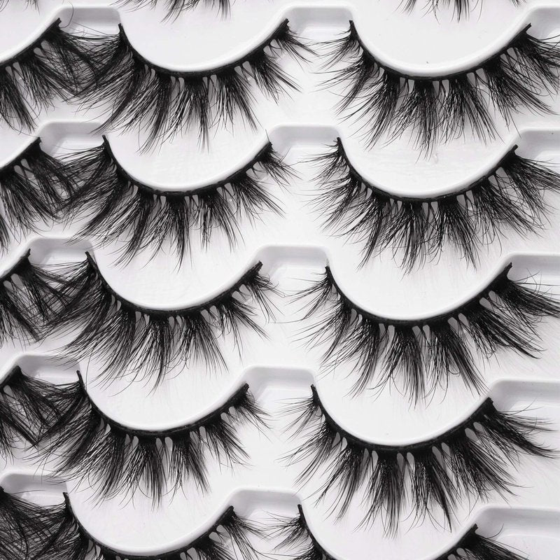 Cat Eye Lashes Pack Wispy 3D Faux Mink Lashes 18 mm False Eyelashes Soft Reusable Handmade Fake Eyelashes, 12 Pairs Pack by Pawotence