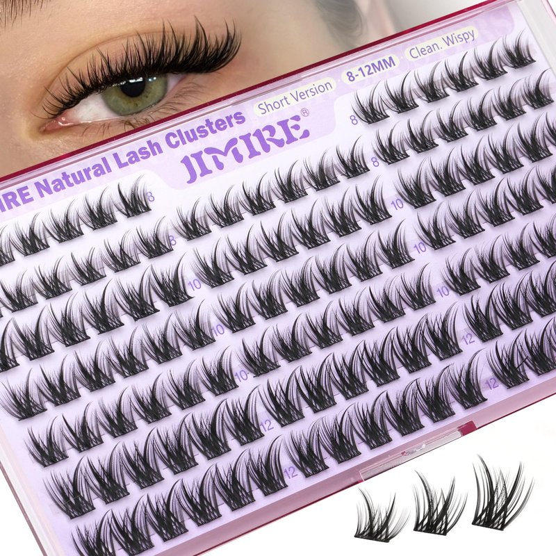 JIMIRE 8-12MM Lash Clusters Natural Look Wispy Cluster Eyelash Extensions C Curly Short Eyelash Clusters 120Pcs Soft DIY Individual Cluster Lashes Natural Lash Extensions at Home